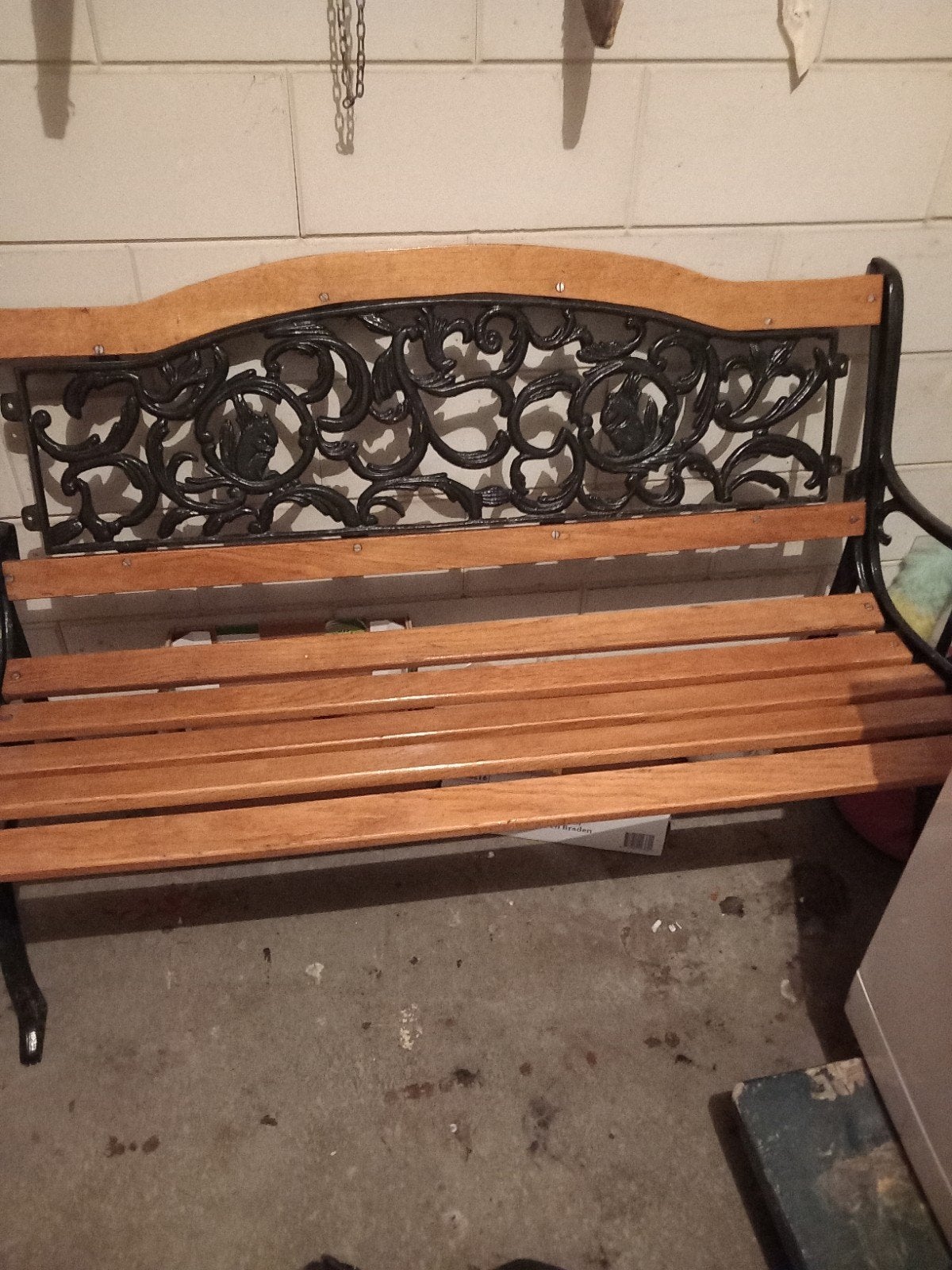 Tuinbank met gietijzeren frame en houten latten, Ophalen of Verzenden