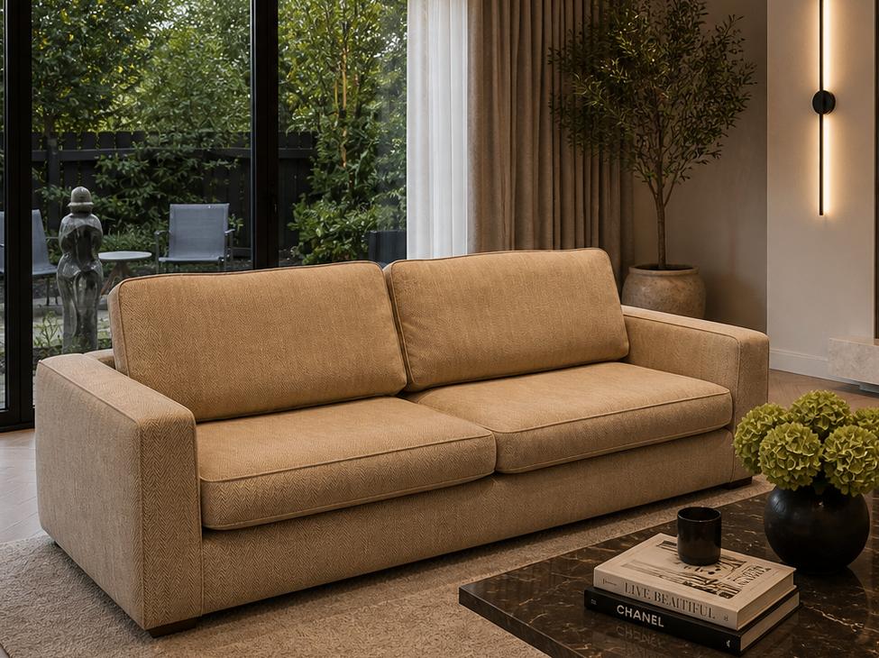 Prachtige Machalke 4 persoons designbank, Ophalen, Tijdloos design, 250 tot 300 cm, Gebruikt