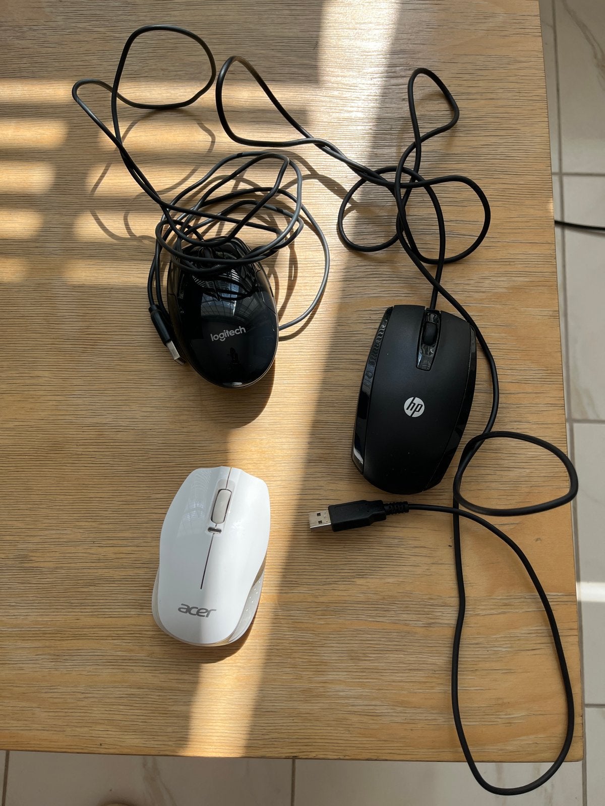 Set van 2 muizen:  HP en Acer, Ophalen, Gebruikt, Bedraad, Muis