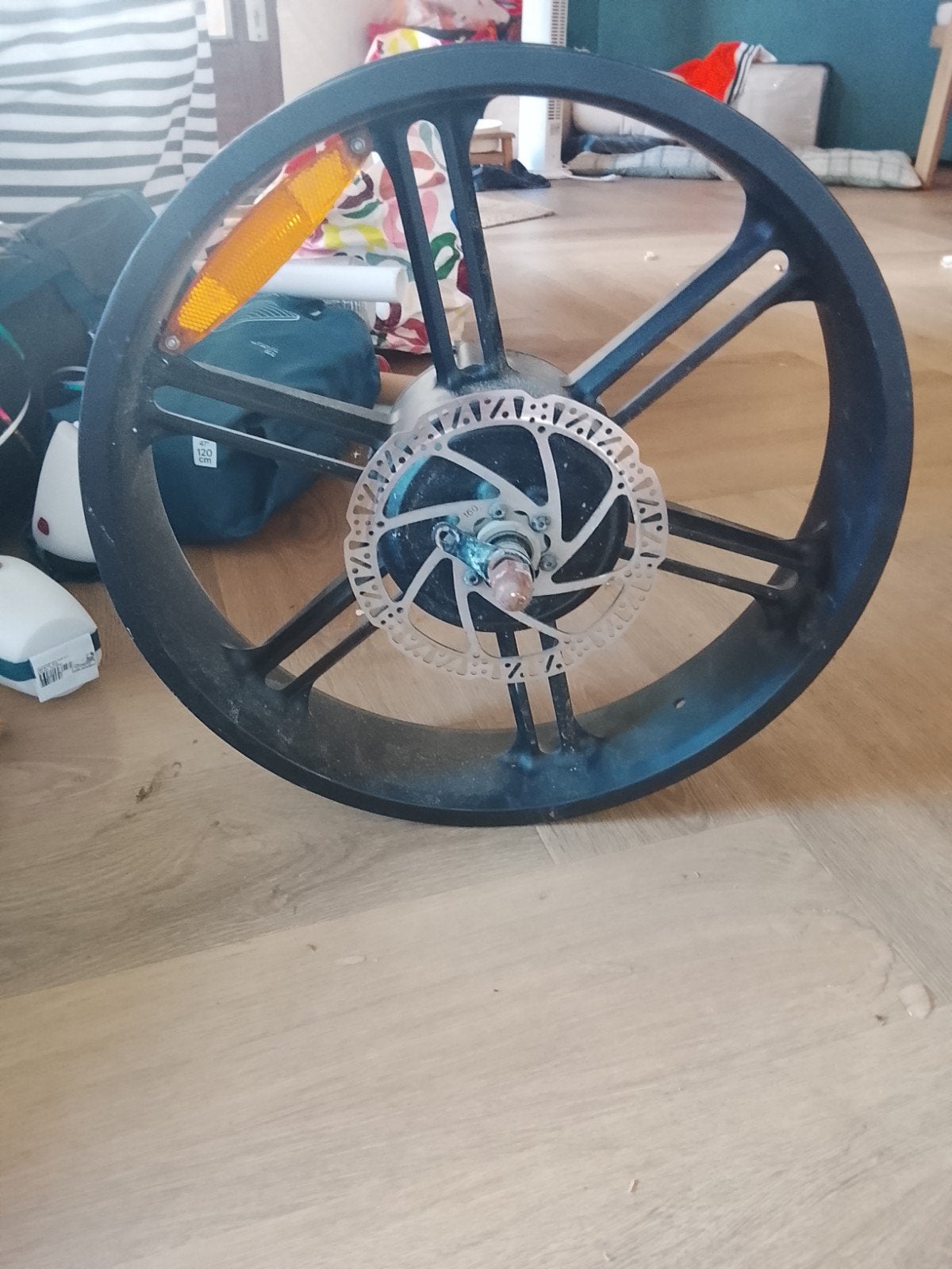 Elektrische fiets achterwiel met motor en schijfrem, Gebruikt, Ophalen of Verzenden, Aluminium, Elektrische fiets