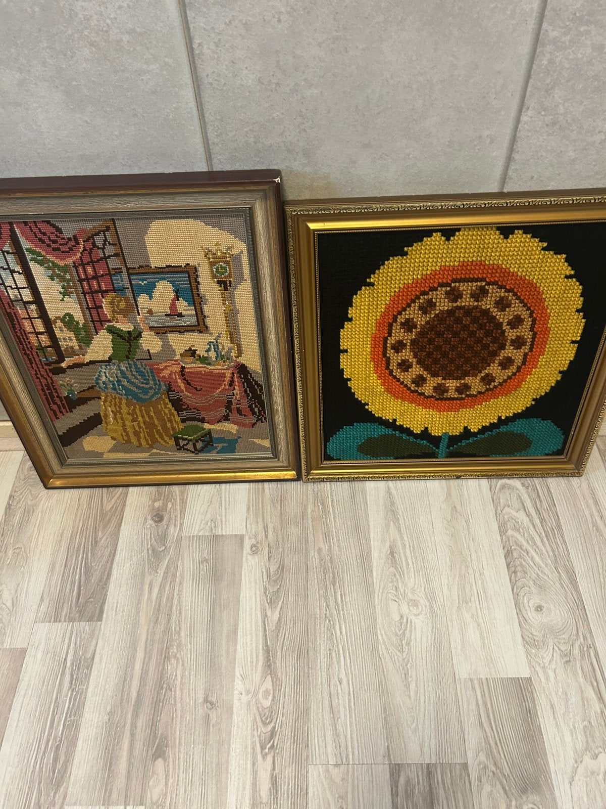 Mooi vintage geborduurd muur decoratie, Ophalen of Verzenden