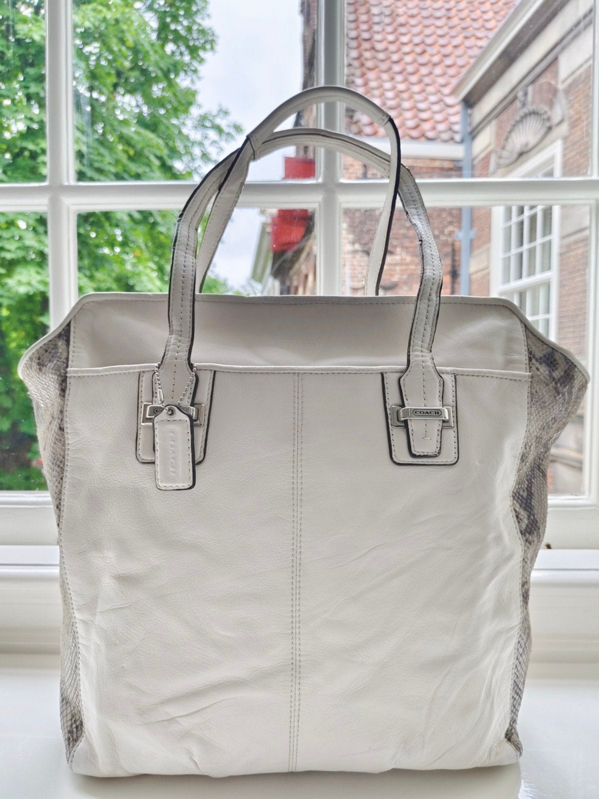 Coach Taylor Mixed Exotic leren tas Ivory Python Origineel, Ophalen of Verzenden, Gebruikt, Wit, Handtas