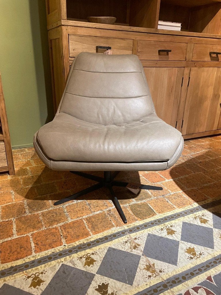 Fauteuil groengrijs leer, Huis en Inrichting, Ophalen, Nieuw, 75 tot 100 cm, Leer