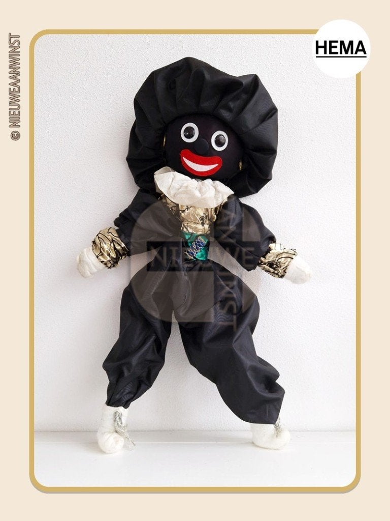Nostalgische HEMA etalage Piet pop - 80cm, zwart/groen/goud, Diversen, Verzenden, Gebruikt