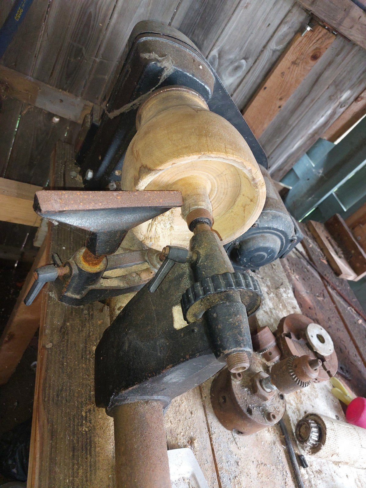 Houten draaibank met beitels te koop, Ophalen of Verzenden, Gebruikt, Houtdraaibank, 500 tot 1000 mm