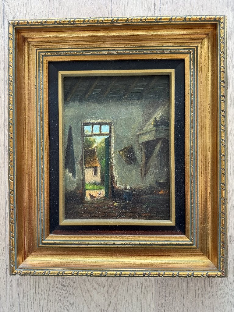 schilderij klassiek, Paneel, Nederlandse school, Verzenden, Olieverf