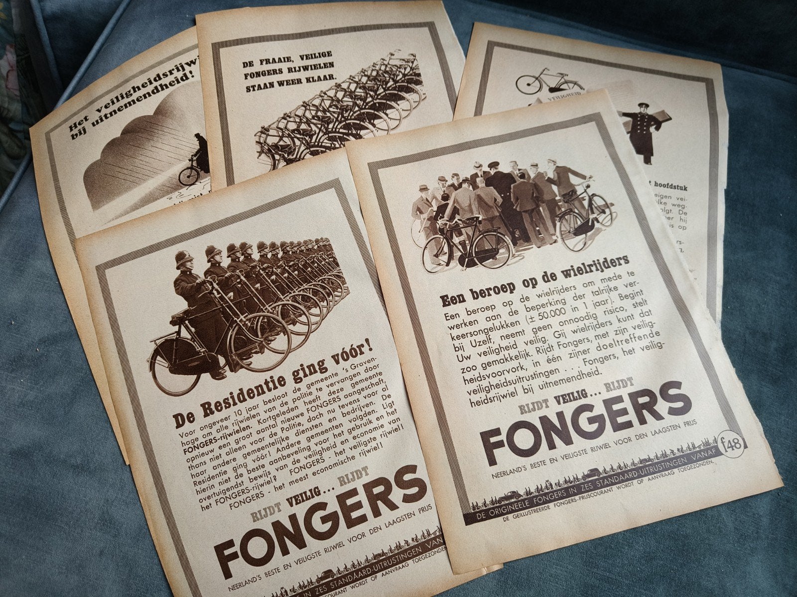 5 X FONGERS FIETSEN RECLAMEADVERTENTIES, Ophalen of Verzenden, 1980 tot heden, Tijdschrift