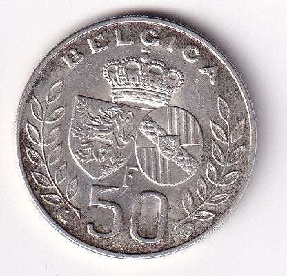 Belgie 50 Franc 1960 Zeer Fraai met Patina, Verzenden, België, Losse munt, Zilver