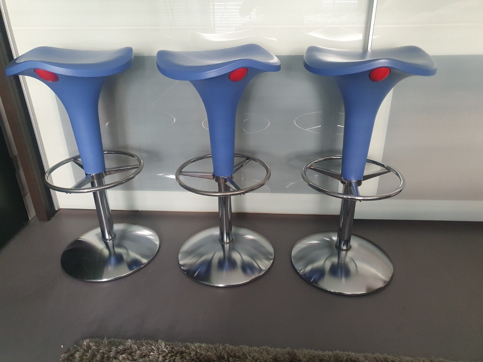 ***3x REXITE ZANZIBAR design barkrukken (lichtblauw)***, Ophalen, Kunststof, 60 tot 90 cm, Zo goed als nieuw