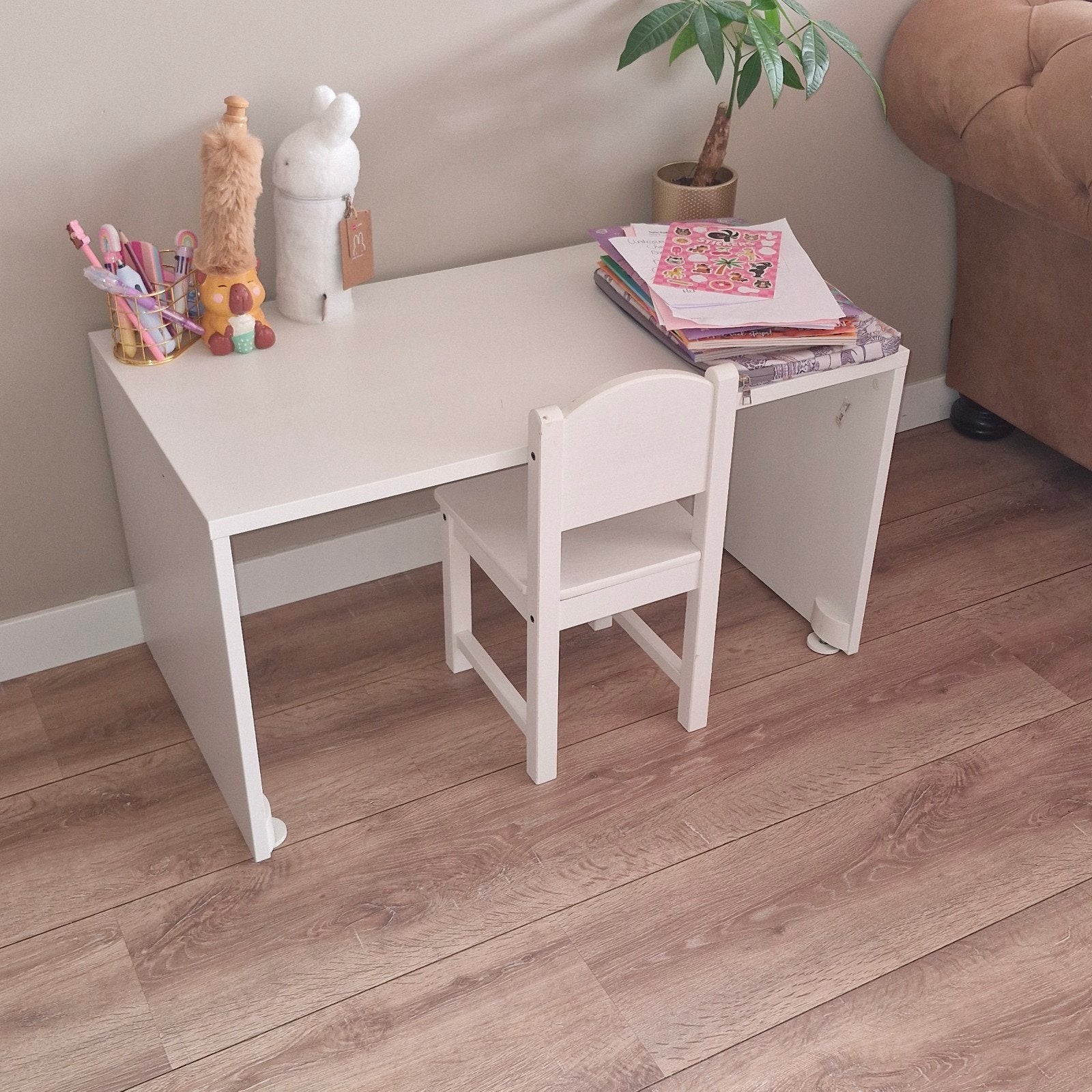 Wit kinderbureau met stoel ikea, Ophalen, Gebruikt, Tafel(s) en Stoel(en)