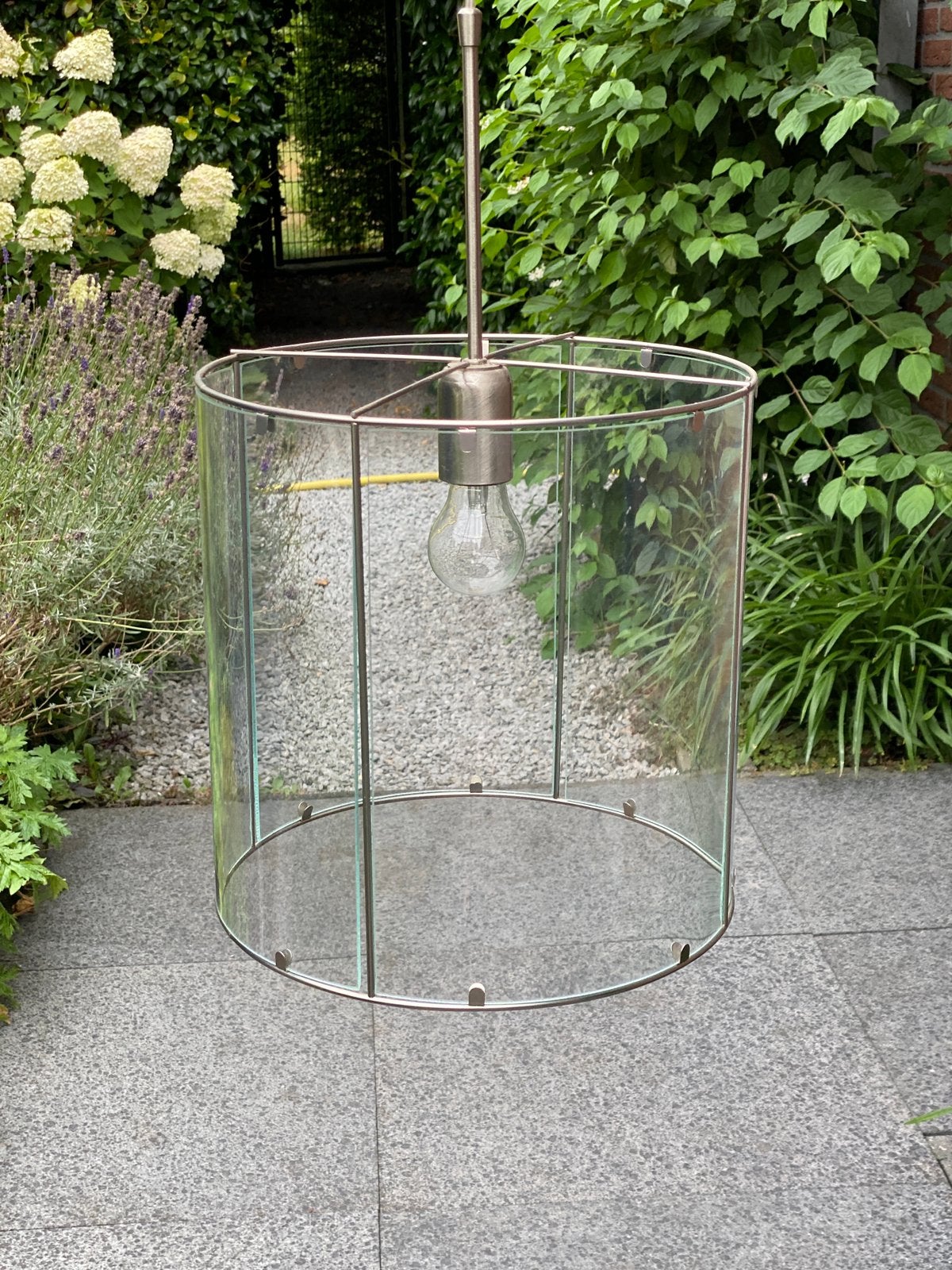 Ronde hanglamp van glas, Ophalen, Zo goed als nieuw, Glas
