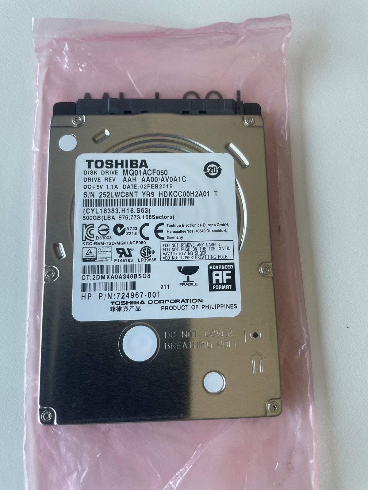 Toshiba MQ01ACF050 500GB HDD 2.5 inch SATA, Intern, Verzenden, Nieuw, Laptop