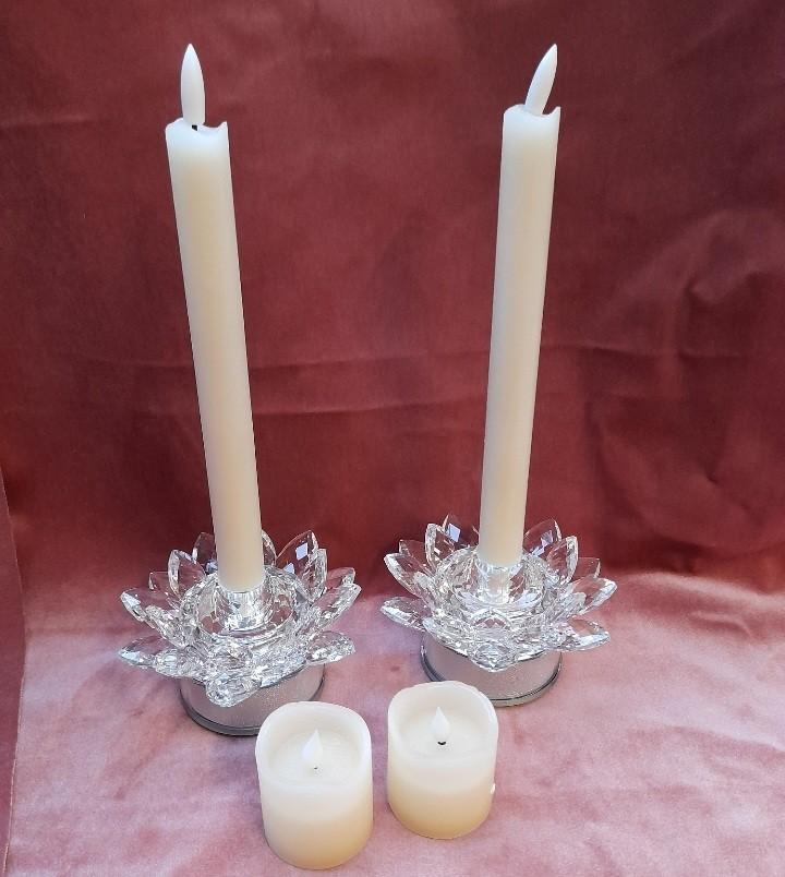 Mooie kristallen kandelaars 19.95 p.s, Ophalen of Verzenden, Zo goed als nieuw, Overige materialen, Minder dan 25 cm