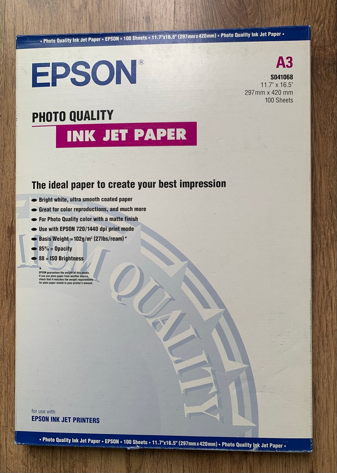 Epson A3 Photo Quality Ink Jet Paper - 100 vellen/9 pakken, Computers en Software, Printers, Ophalen of Verzenden, Nieuw, Fotoprinter