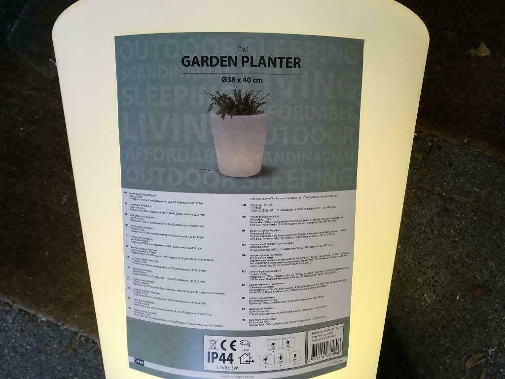 Garden Planter, 30 x 40 cm; verlicht met LED., Ophalen, Kunststof, Wit, Nieuw