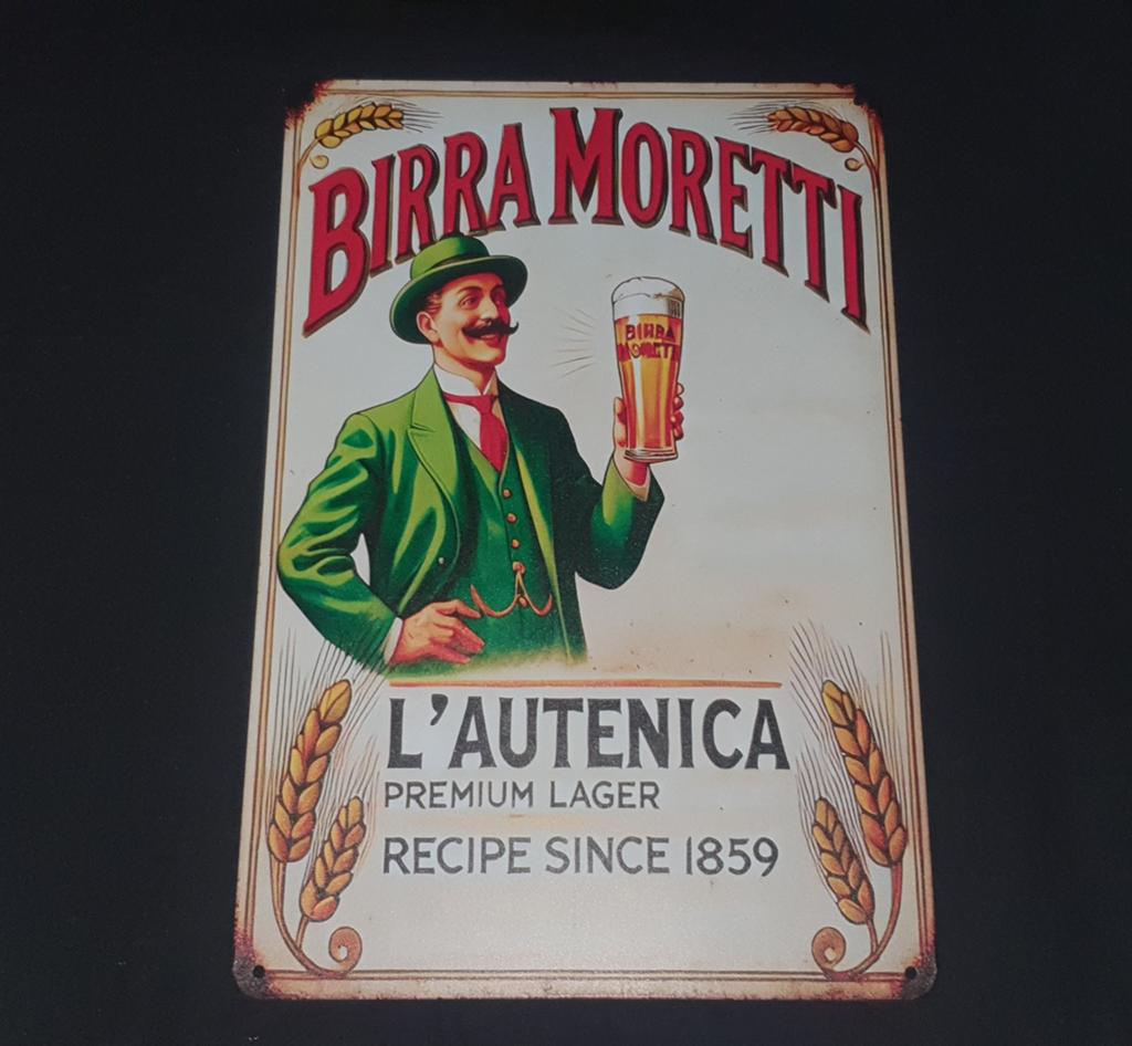 Birra moretti wandbord, Verzamelen, Ophalen of Verzenden, Nieuw, Reclamebord, Plaat of Schild, Overige merken