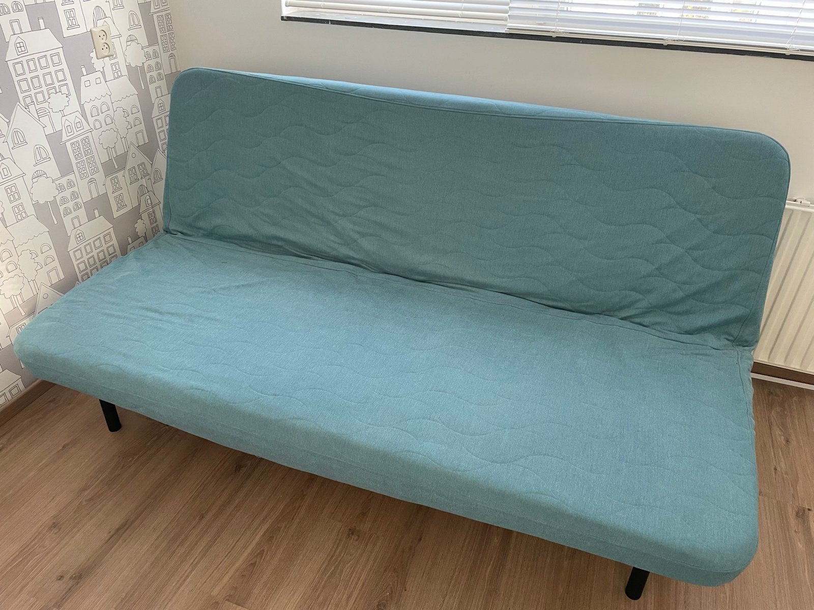 IKEA FRIHETEN slaapbank - turquoise, Gebruikt, Blauw, Tweepersoons, 200 cm