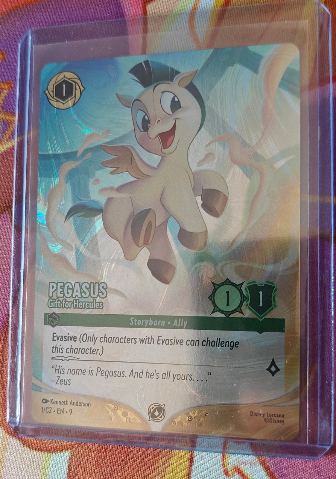 Disney Lorcana Pegasus Gift for Hercules DLC promo, Ophalen of Verzenden, Zo goed als nieuw, Losse kaart, Foil