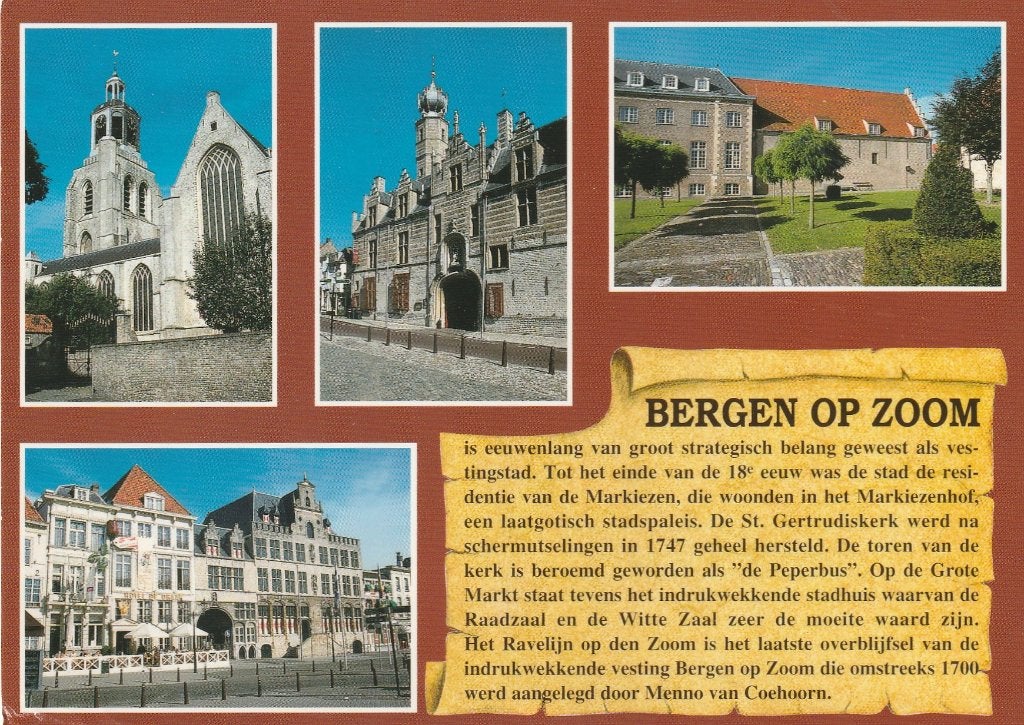 BERGEN OP ZOOM Kerk Markt Markiezenhof Tekst, Verzenden, 1980 tot heden, Gelopen, Noord-Brabant