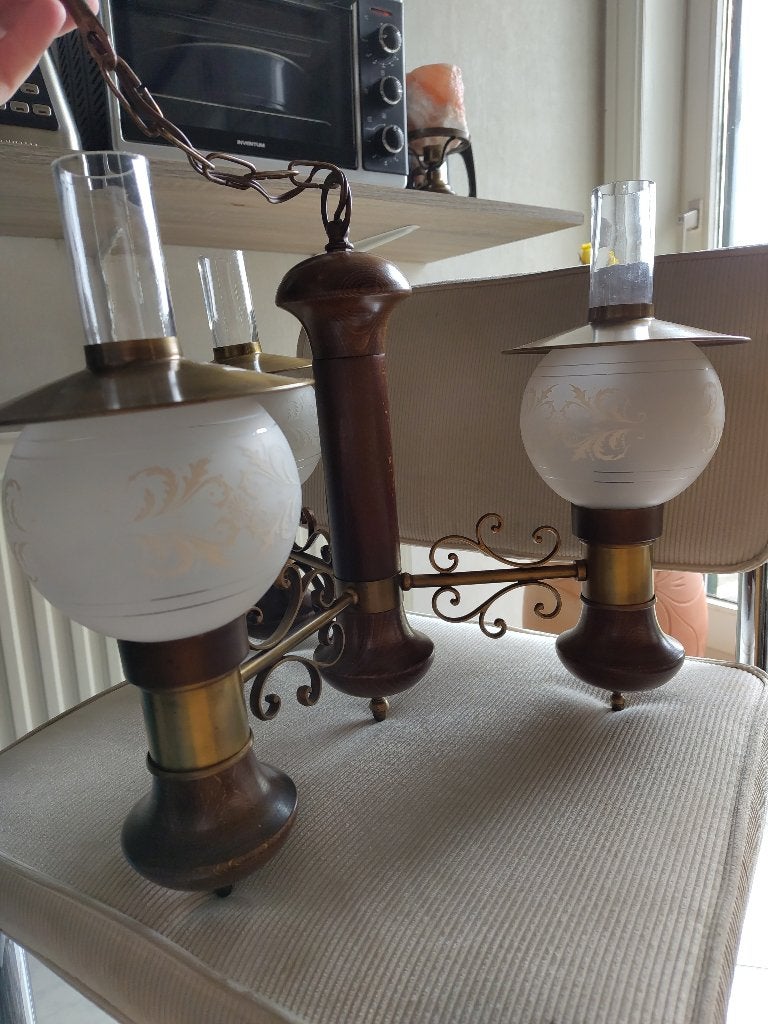 HANGLAMP ANTIEK/VINTAGE, Huis en Inrichting, Ophalen, Gebruikt, Glas