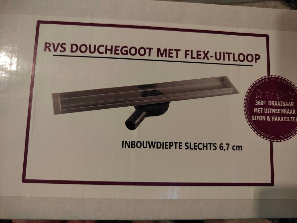 douchegoot met flexibele goot 80cm, Ophalen of Verzenden, Nieuw, Rvs, Douche