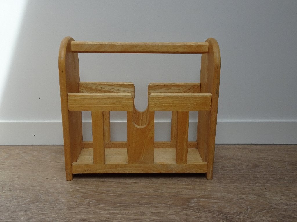 Mid century houten tijdschriften rek, krantenbak, Huis en Inrichting, Ophalen, Zo goed als nieuw