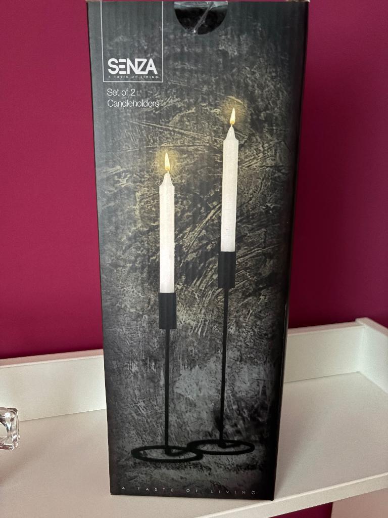 Senza zwarte kandelaren, 2 maten, Huis en Inrichting, 25 tot 50 cm, Zwart, Nieuw, Ophalen of Verzenden
