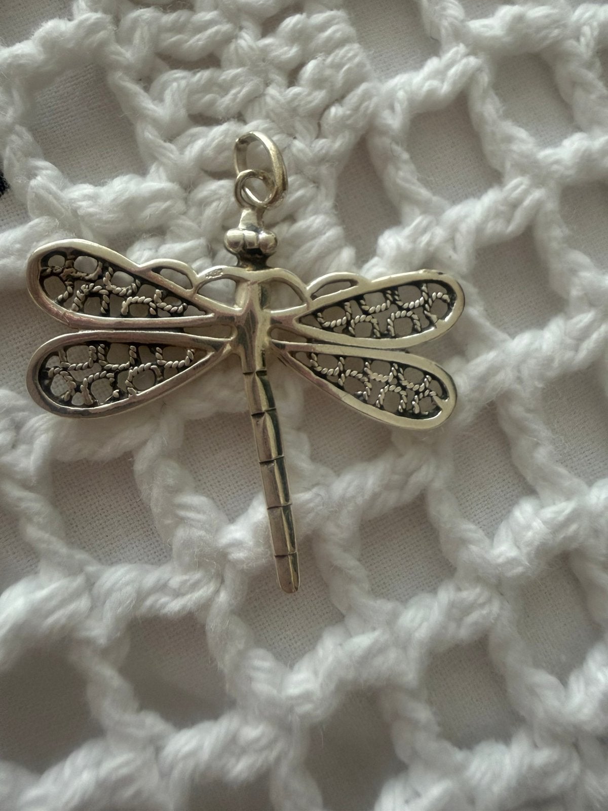 Zilveren libelle hanger, Ophalen of Verzenden, Zo goed als nieuw, Zilver