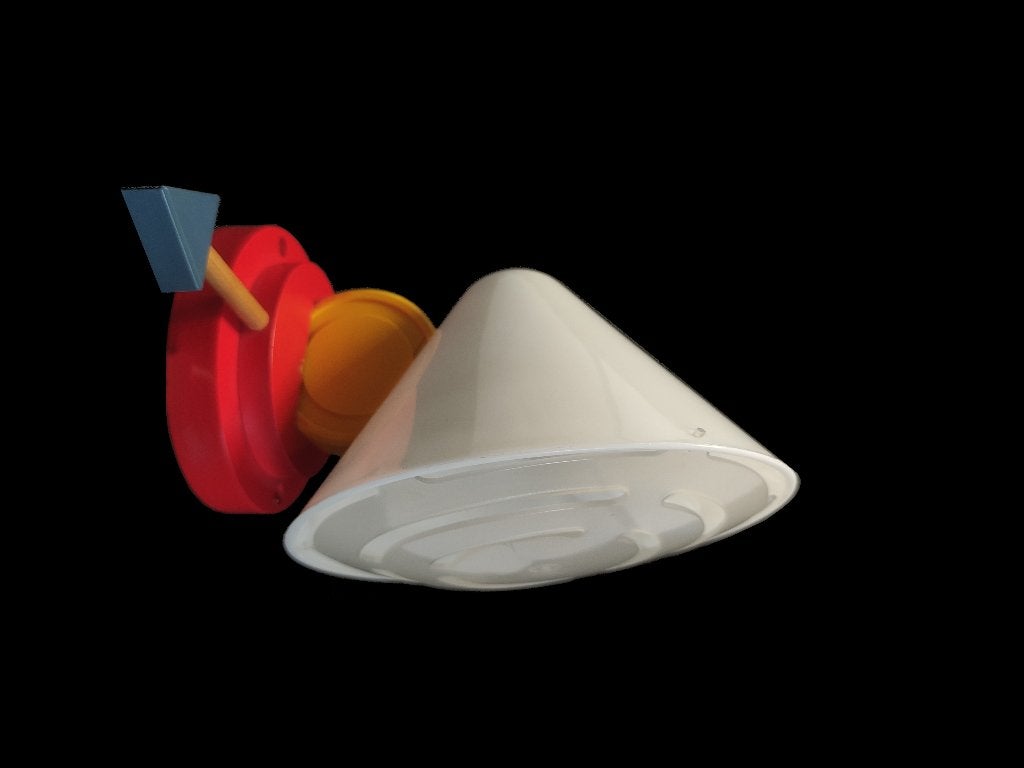 Gave vintage post moderne Memphis Stoja design wandlamp, Ophalen of Verzenden, Gebruikt, Hout