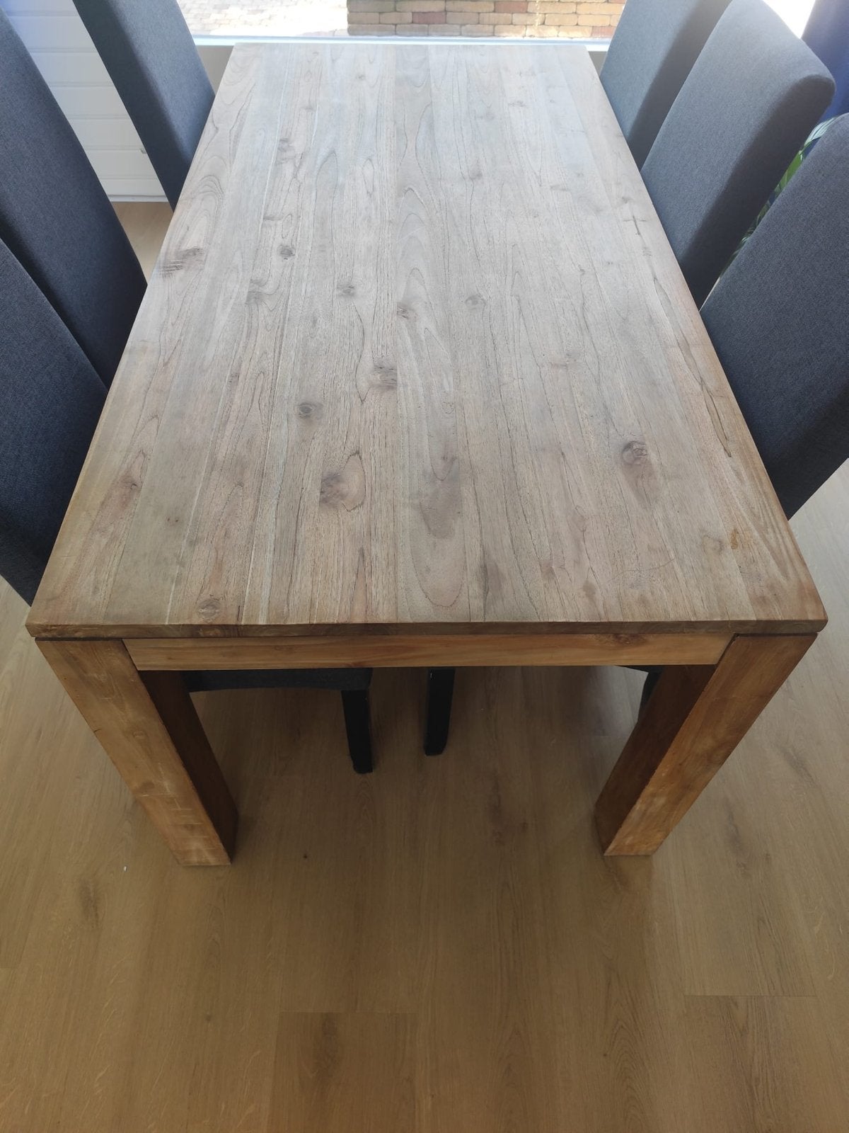 Massief houten eettafel, Ophalen, Gebruikt, 50 tot 100 cm, 150 tot 200 cm