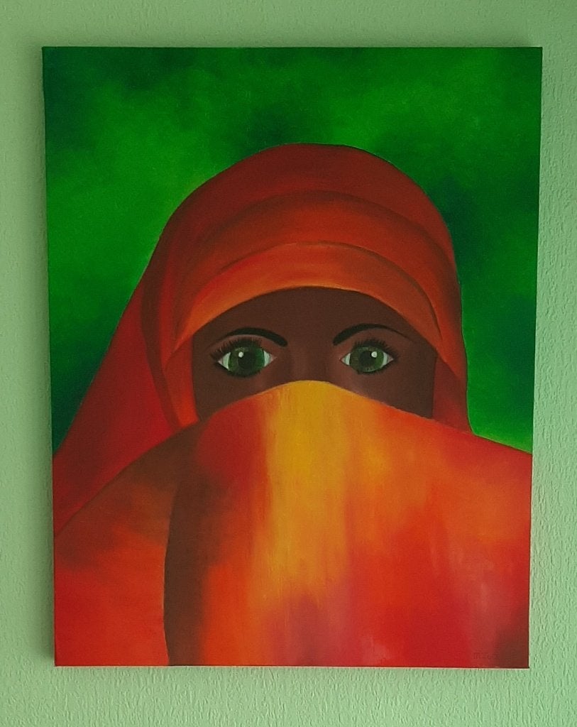 Vrouw met hoofddoek schilderij, Ophalen, Zo goed als nieuw, Schilderij