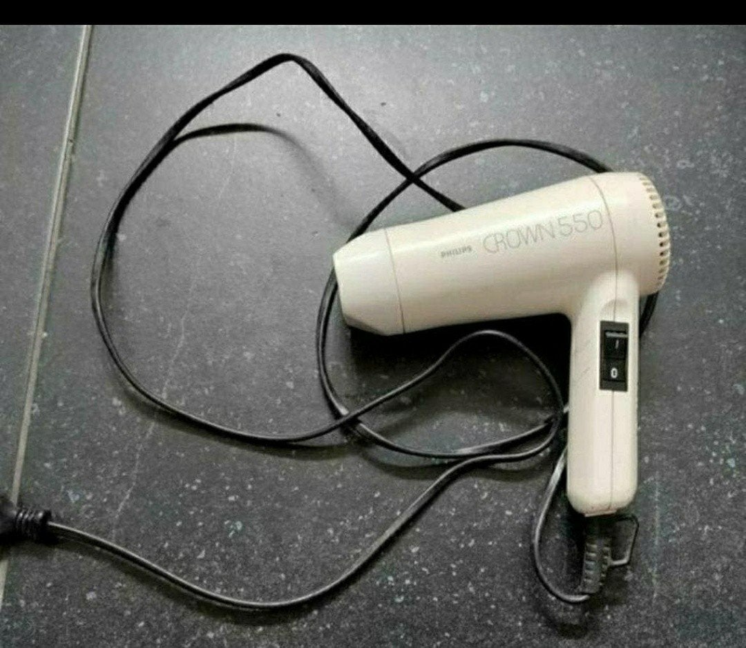 Föhn,haarföhn,haar,RETRO,1970,Wit,Philips,Crown,550 Watt, Ophalen of Verzenden, Zo goed als nieuw, Föhn of Haardroger