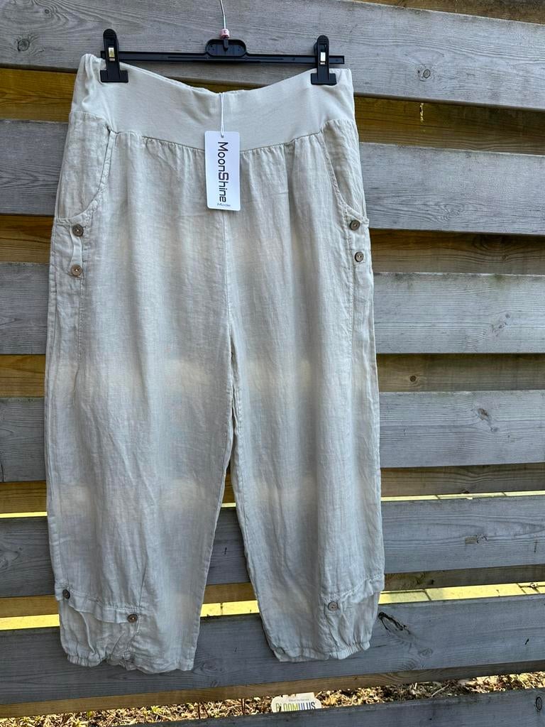 Linnen broek maat 3 moonshine Nieuwste collectie, Ophalen of Verzenden, Nieuw, Beige, Broek of Spijkerbroek
