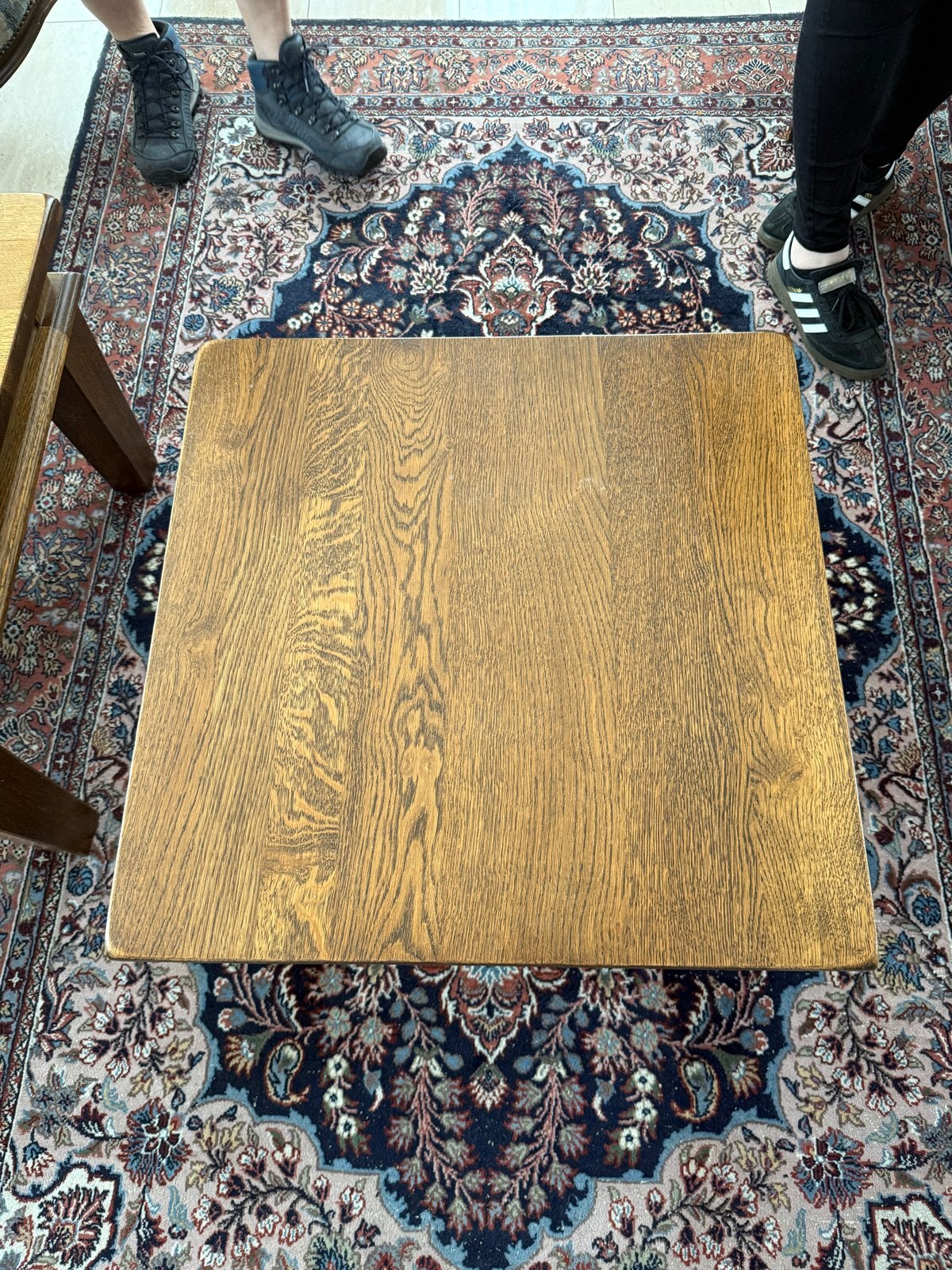 Massief Eiken Salontafel met Lade - Vierkant, Ophalen, 50 – 75, Gebruikt, 50 tot 100 cm