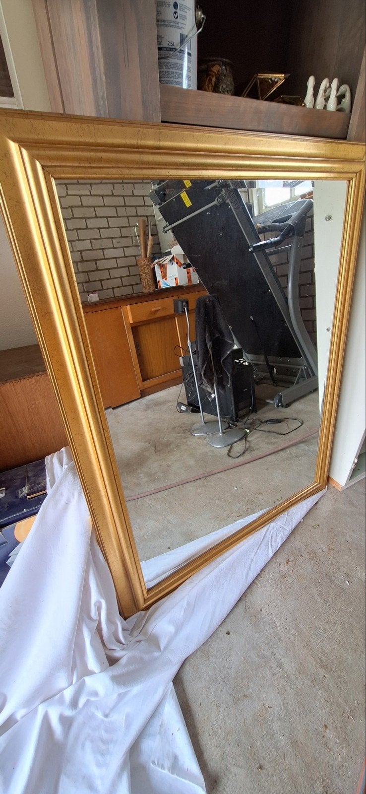 Grote spiegel met gouden lijst Goudkleurig Facet geslepen gl, Huis en Inrichting, Ophalen, Gebruikt, 100 tot 150 cm, 75 tot 100 cm
