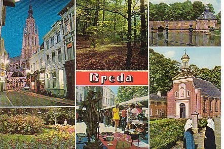 Ansichtkaart 	Breda	6-luik		(met Esperanto stempel), Verzamelen, Verzenden, 1960 tot 1980, Ongelopen, Noord-Brabant