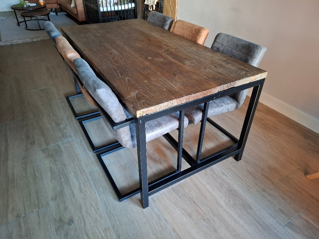 Eettafel met 6 stoelen, Huis en Inrichting, Gebruikt, 50 tot 100 cm, Vijf personen of meer, 150 tot 200 cm