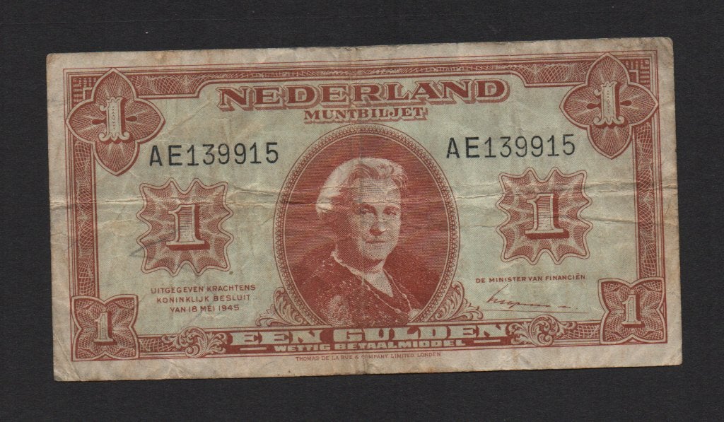 1 Gulden Bankbiljet 1945 Zeer Fraai Biljet, Ophalen of Verzenden, 1 gulden, Los biljet