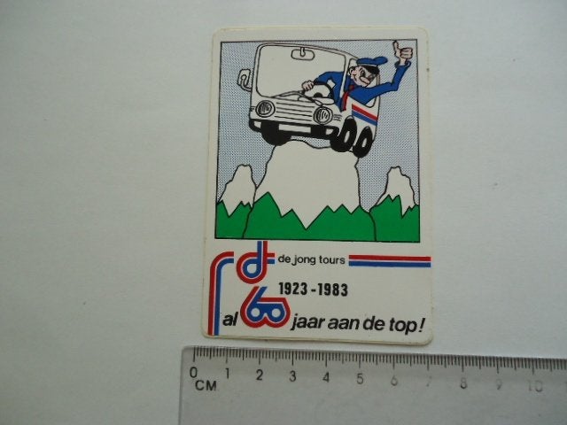 sticker 1983 De Jong tours bus autobus reizen intra retro, Verzamelen, Verzenden, Zo goed als nieuw
