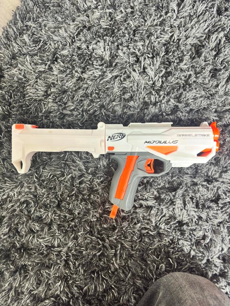 Nerf Modulus Barrelstrike RPG met 4 pijltjes, Ophalen of Verzenden, Zo goed als nieuw