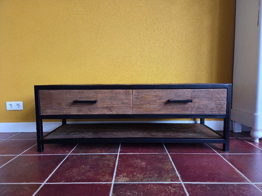 Teakhout tv meubel Goossens nette staat, Ophalen, Gebruikt, 100 tot 150 cm, Teakhout