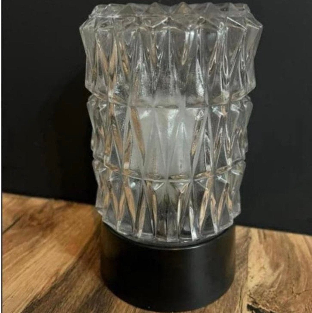 Vintage plafondlamp met schroefglas helder in reliëf, Ophalen of Verzenden, Zo goed als nieuw, Glas