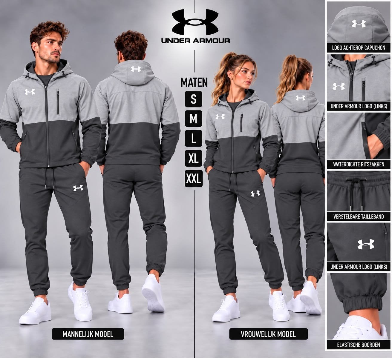 Under Armour Trainingspak - Grijs/Zwart (S t/m XXL), Under Armour, Ophalen of Verzenden, Nieuw