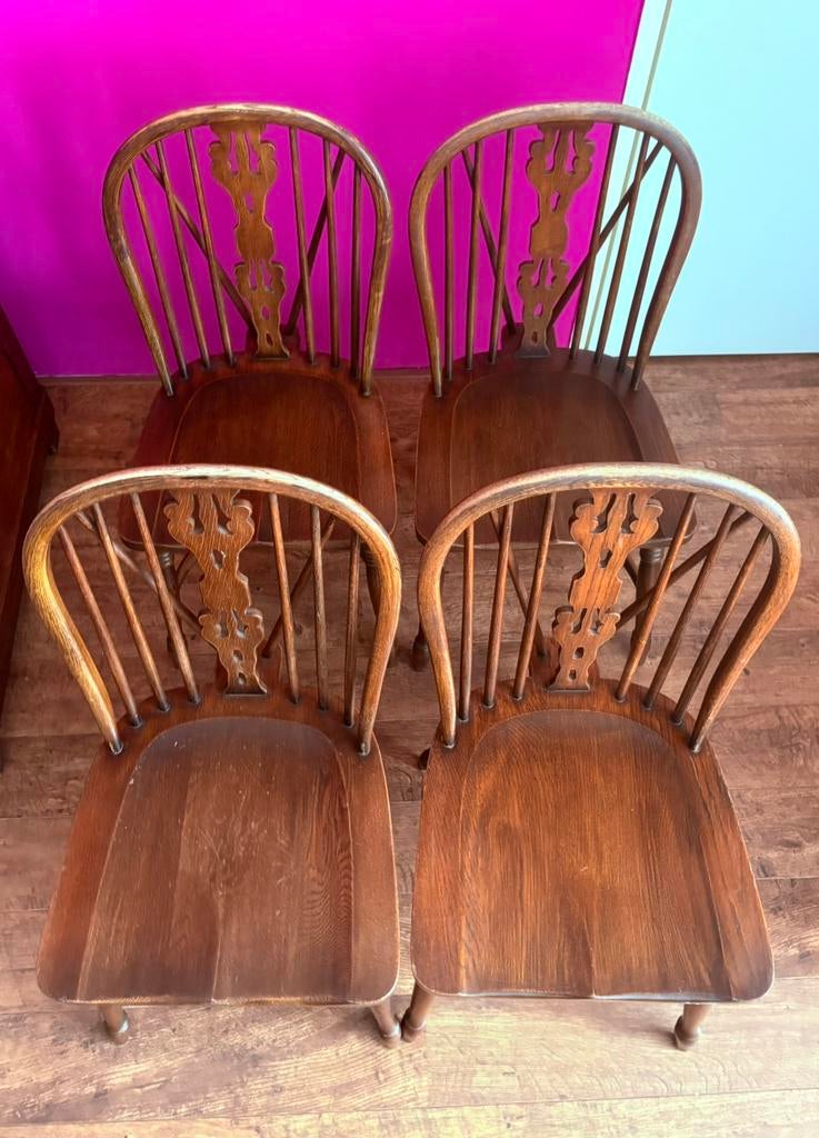 4  Antieke Houten Windsor Stoelen, Antiek en Kunst, Ophalen