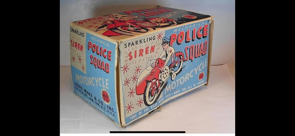 Blikken motorfiets zijspan met doos antiek MARX TOYS, Ophalen
