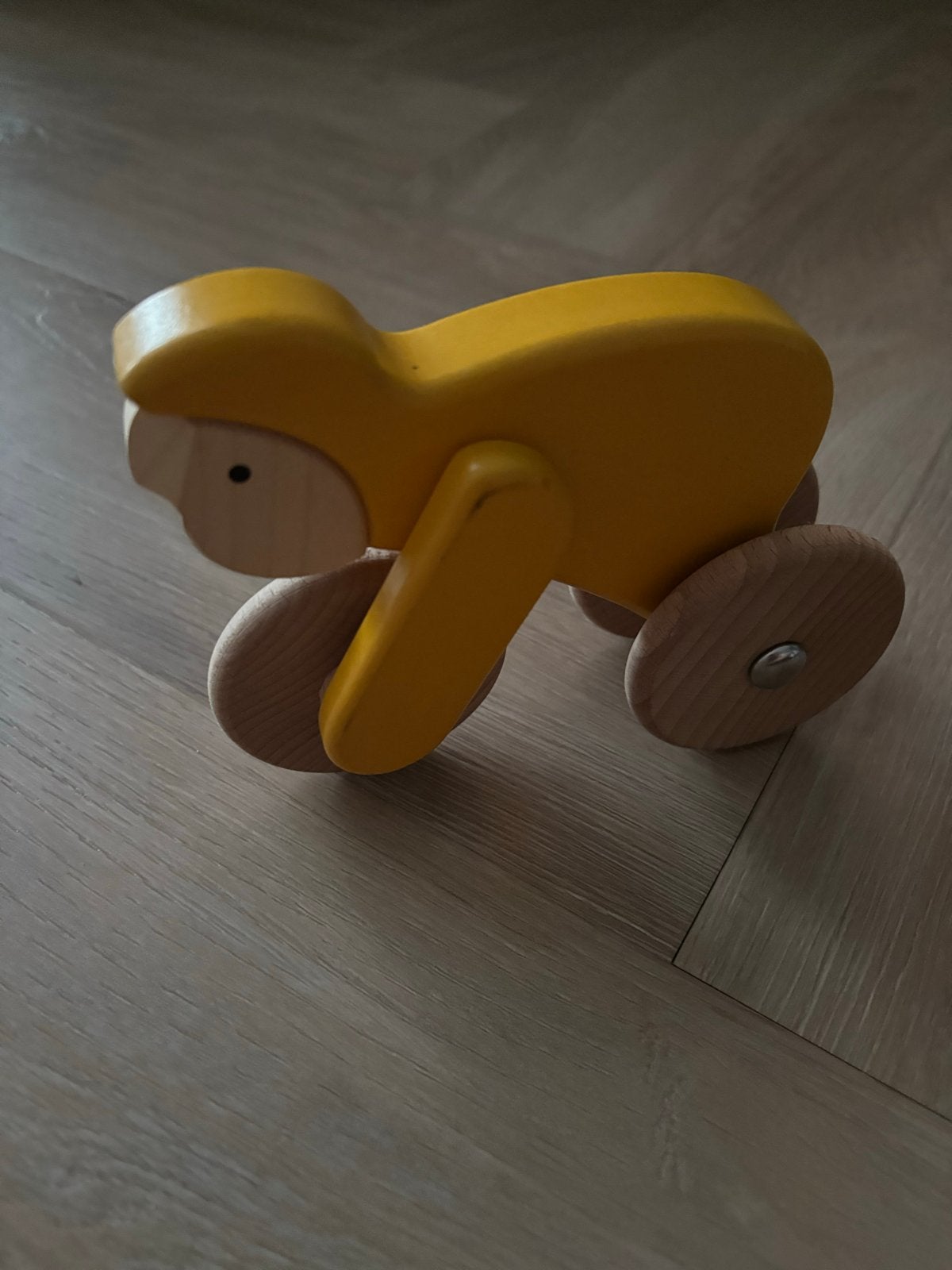 Houten duwauto aapje, Ophalen, Zo goed als nieuw, Auto, Met wieltjes