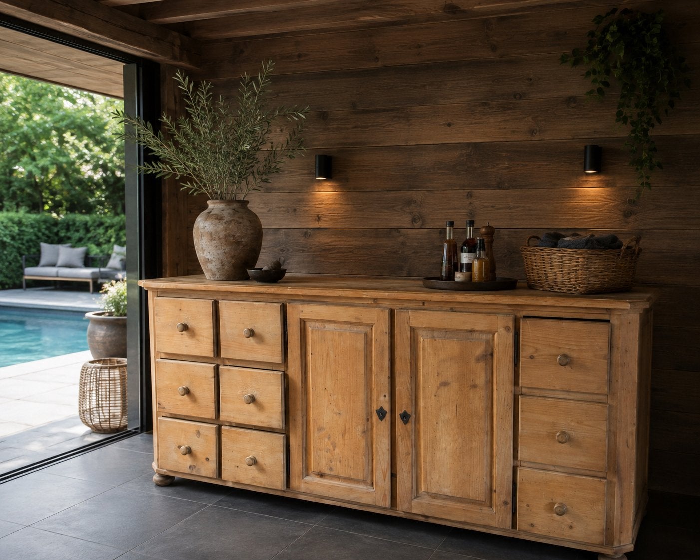Prachtige Oud Grenen dressoir, Ophalen, Zo goed als nieuw, 25 tot 50 cm