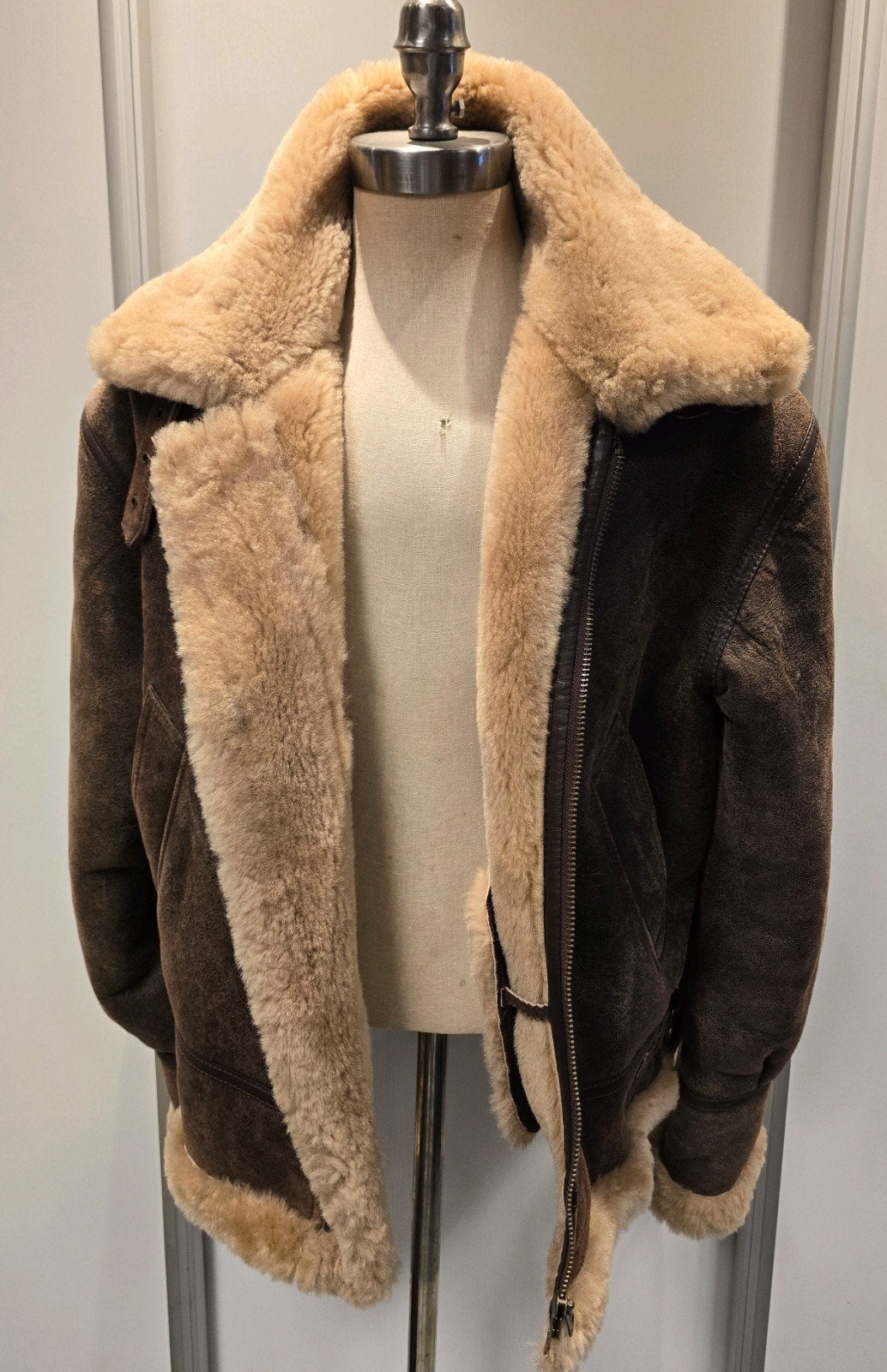 Heren lammy coat pilotenjas - maat XL - lamsleer lamsvacht, Bruin, Mac Douglas, Maat 56/58 (XL), Ophalen of Verzenden