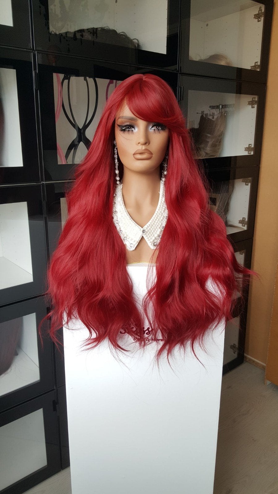 Pruik Pony/Lok: Rood - Lang met slag, Ophalen of Verzenden, Nieuw, Pruik of Haarverlenging