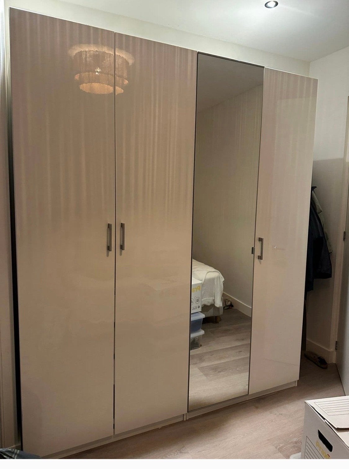 Pax kast deuren 236x50cm - 3 hoogglans wit, 1 spiegel, Ophalen, Gebruikt, 200 cm of meer, Glas